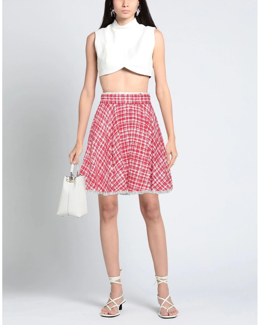 Dolce & Gabbana Red Plaid Spliced Mini Skirt