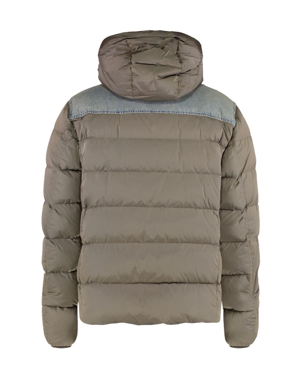 Moorer Gray Teve Hooded Denim-Trim Down Jacket for men