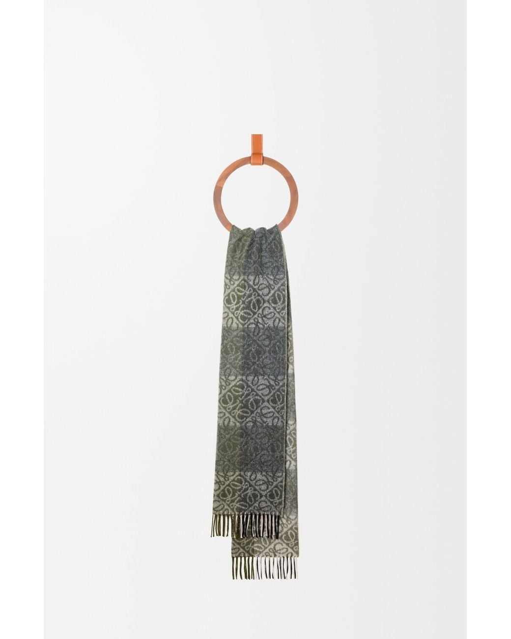 Loewe Gray Anagram Fringed Scarf