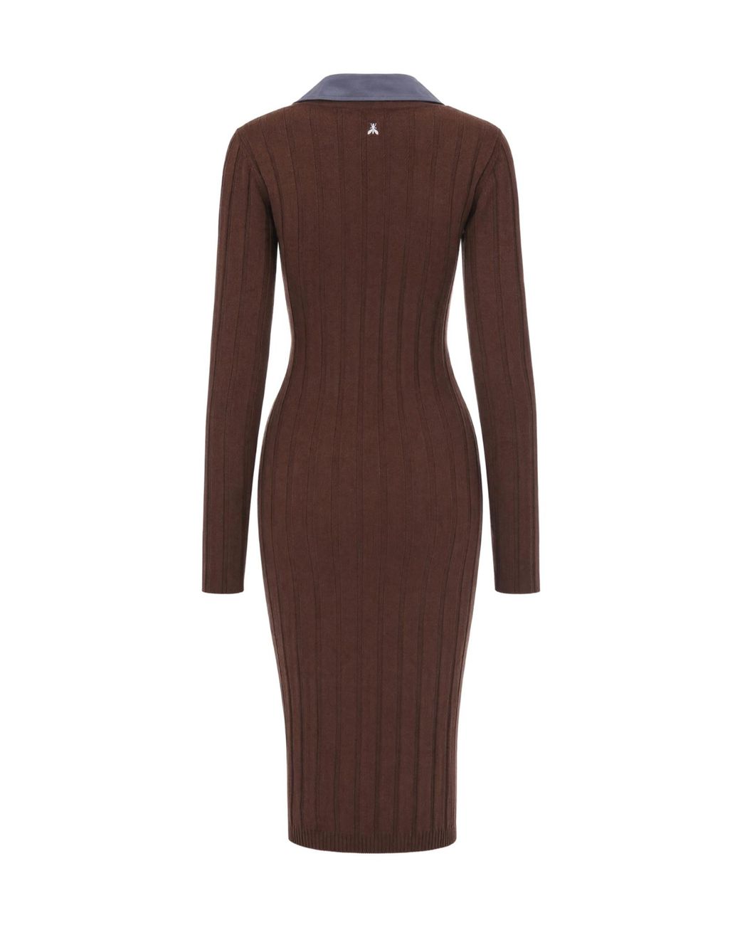 Patrizia Pepe Brown V-Neck Ribbed-Knit Dress