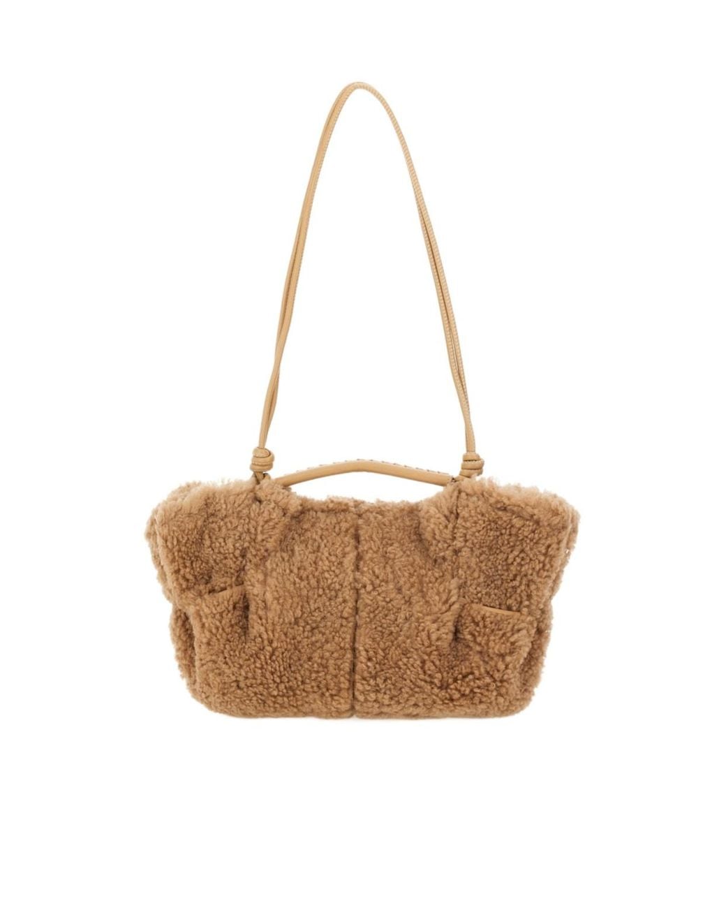 Hereu White Textured Knot Fur Shoulder Bag