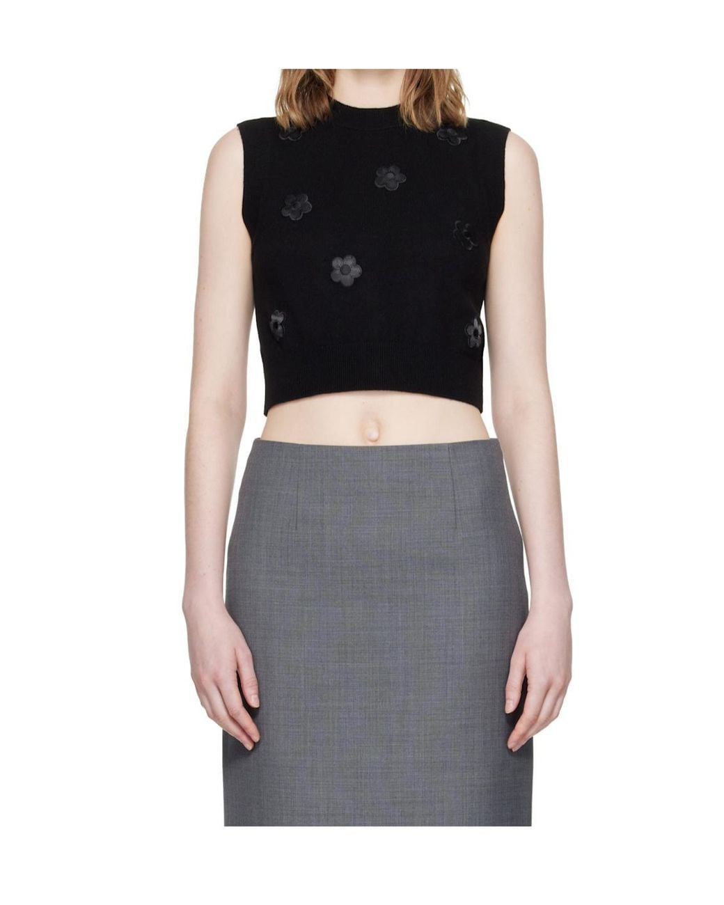 CECILIE BAHNSEN Black Floral-Appliqué Vest