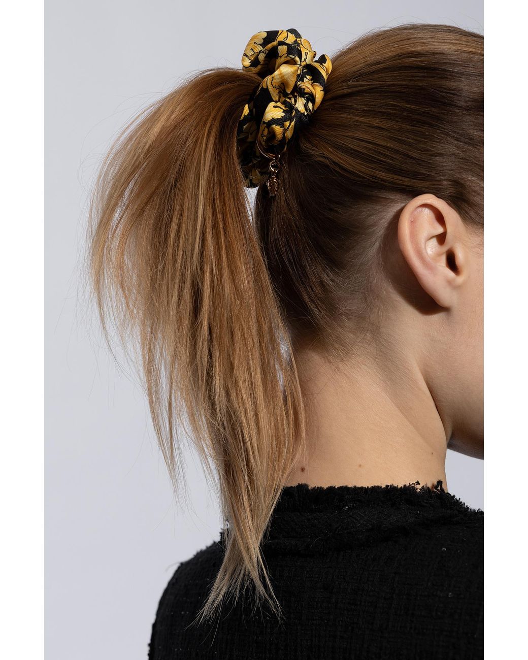Versace Metallic Barocco Print Scrunchie