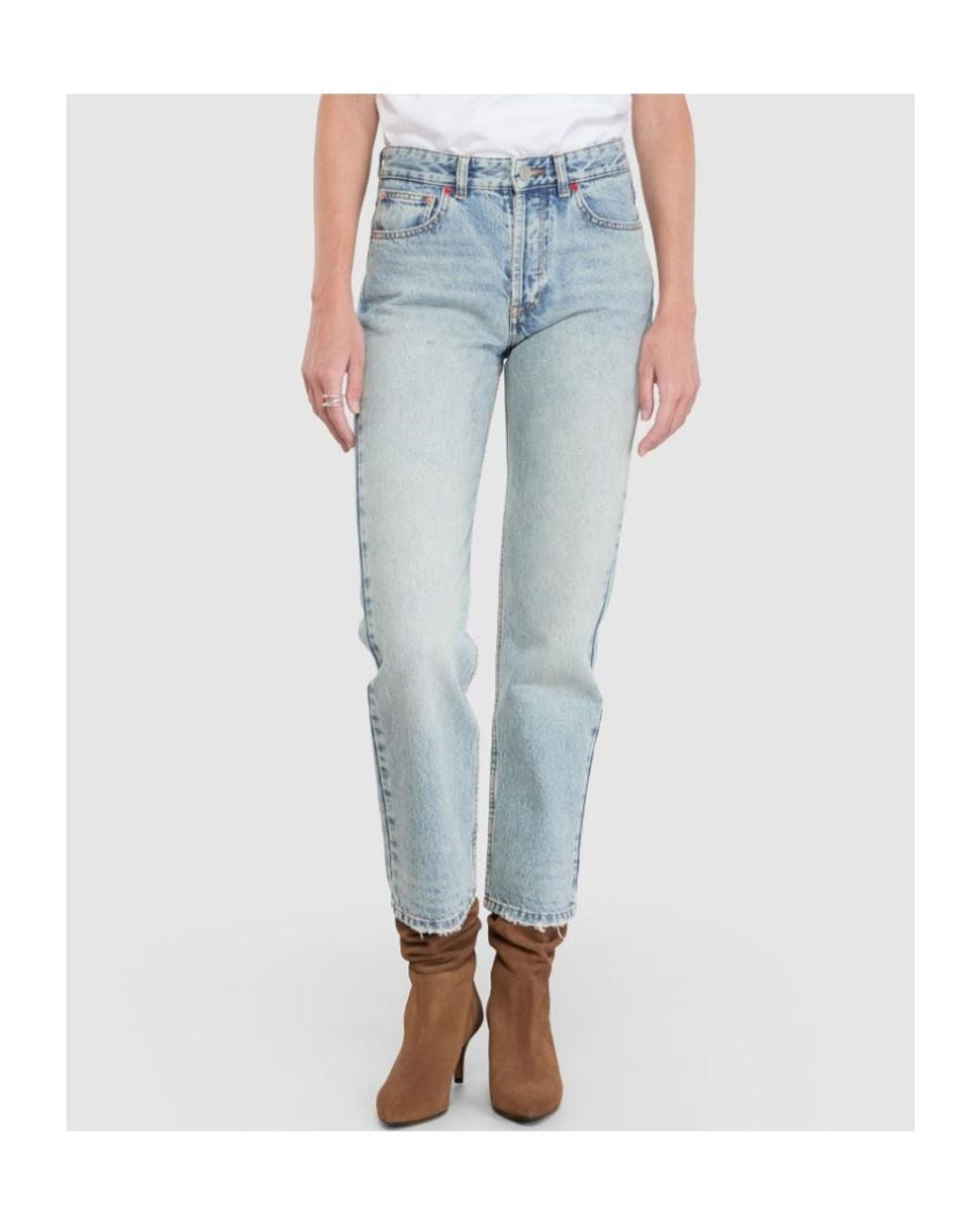 Isabel Marant Blue Daya Logo Patch Cropped Jeans