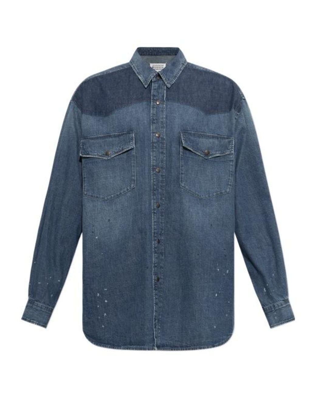 Maison Margiela Blue Long-Sleeved Denim Shirt for men