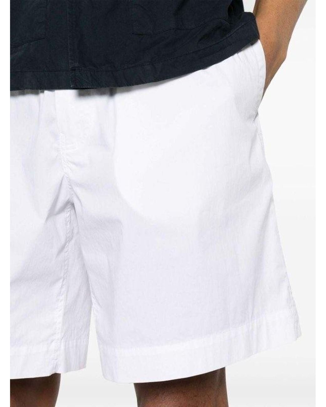 Aspesi White Elasticated-Waist Poplin Shorts for men