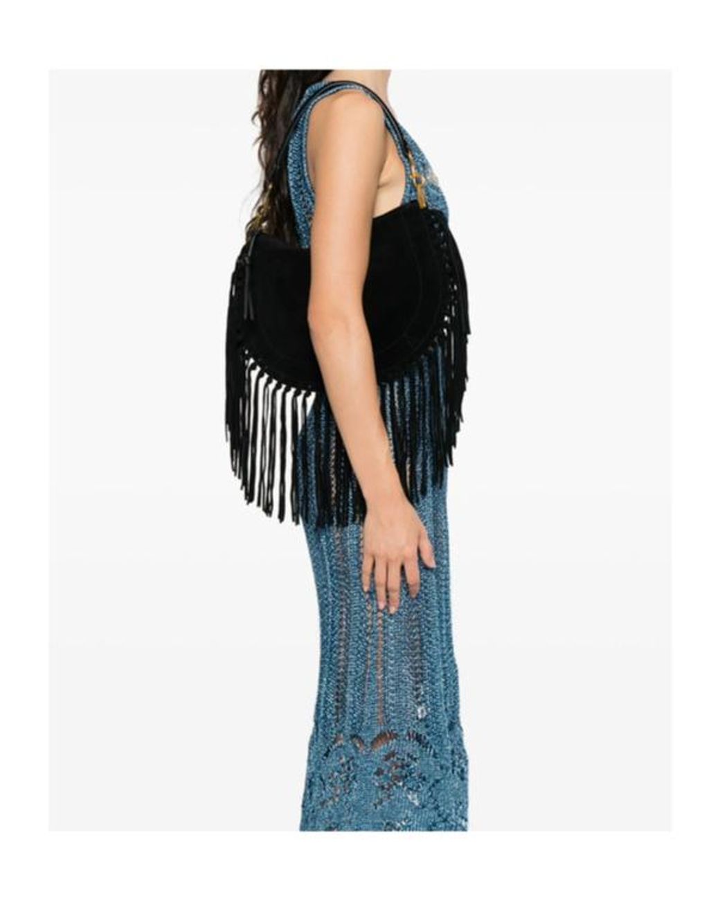 Isabel Marant Black Fringed Shoulder Bag