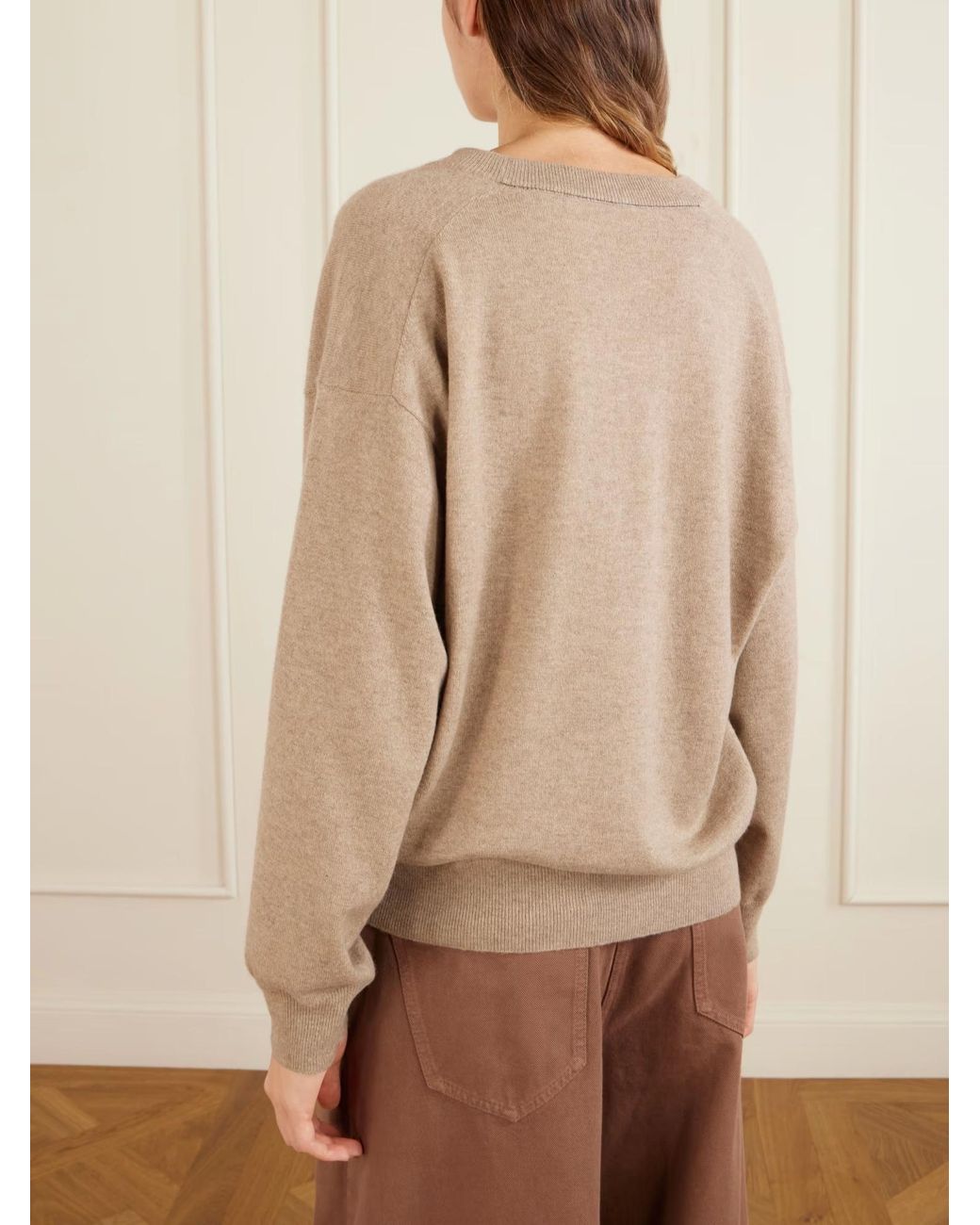 Brunello Cucinelli Natural V-Neck Sweater
