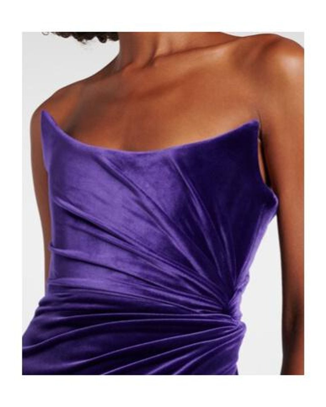 Alex Perry Blue Draped Velvet Corset Gown