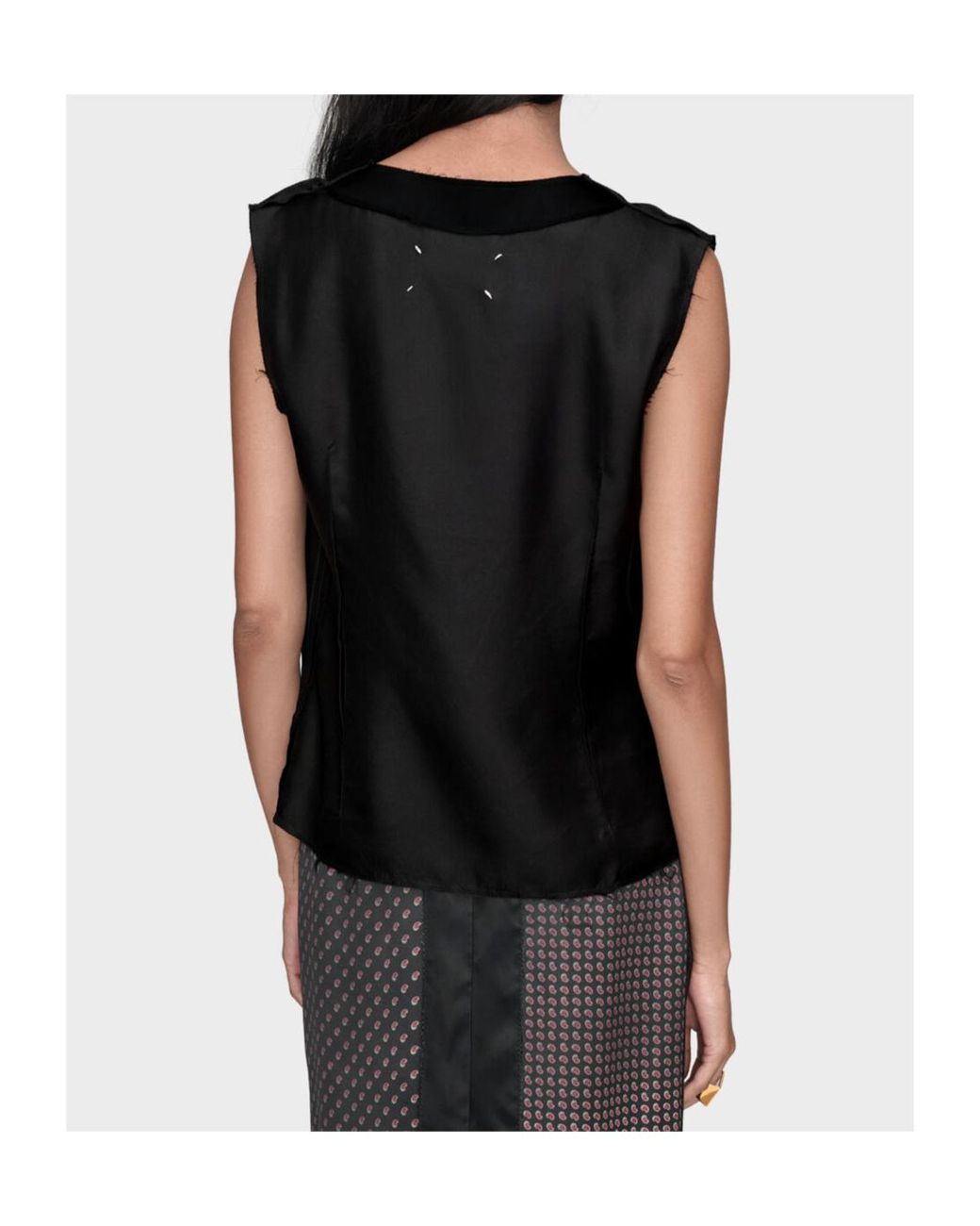 Maison Margiela Black Sleeveless V-Neck Top