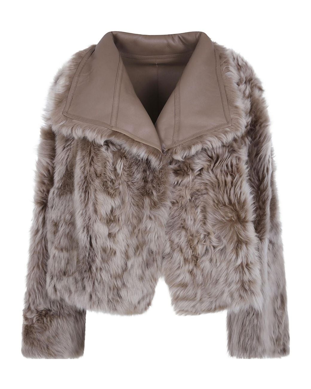 Yves Salomon Brown Long-Sleeve Fur Jacket