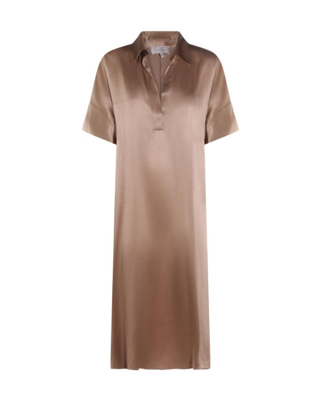 Antonelli Brown Satin Shirt Dress