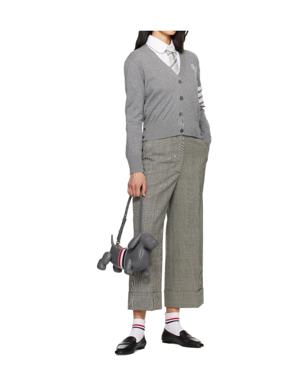 Thom Browne Gray 4-Bar V-Neck Knit Cardigan