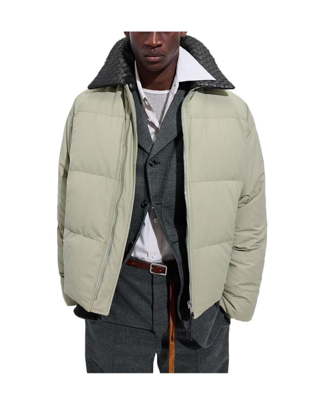 Bottega Veneta Gray Long-Sleeved Padded Jacket for men