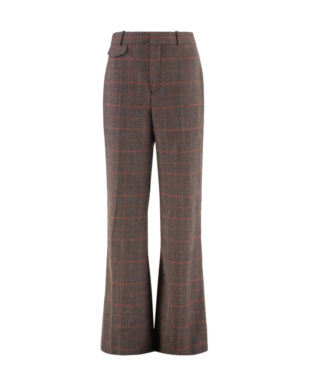 Chloé Brown Chloé Checked High-Waisted Flared Pants