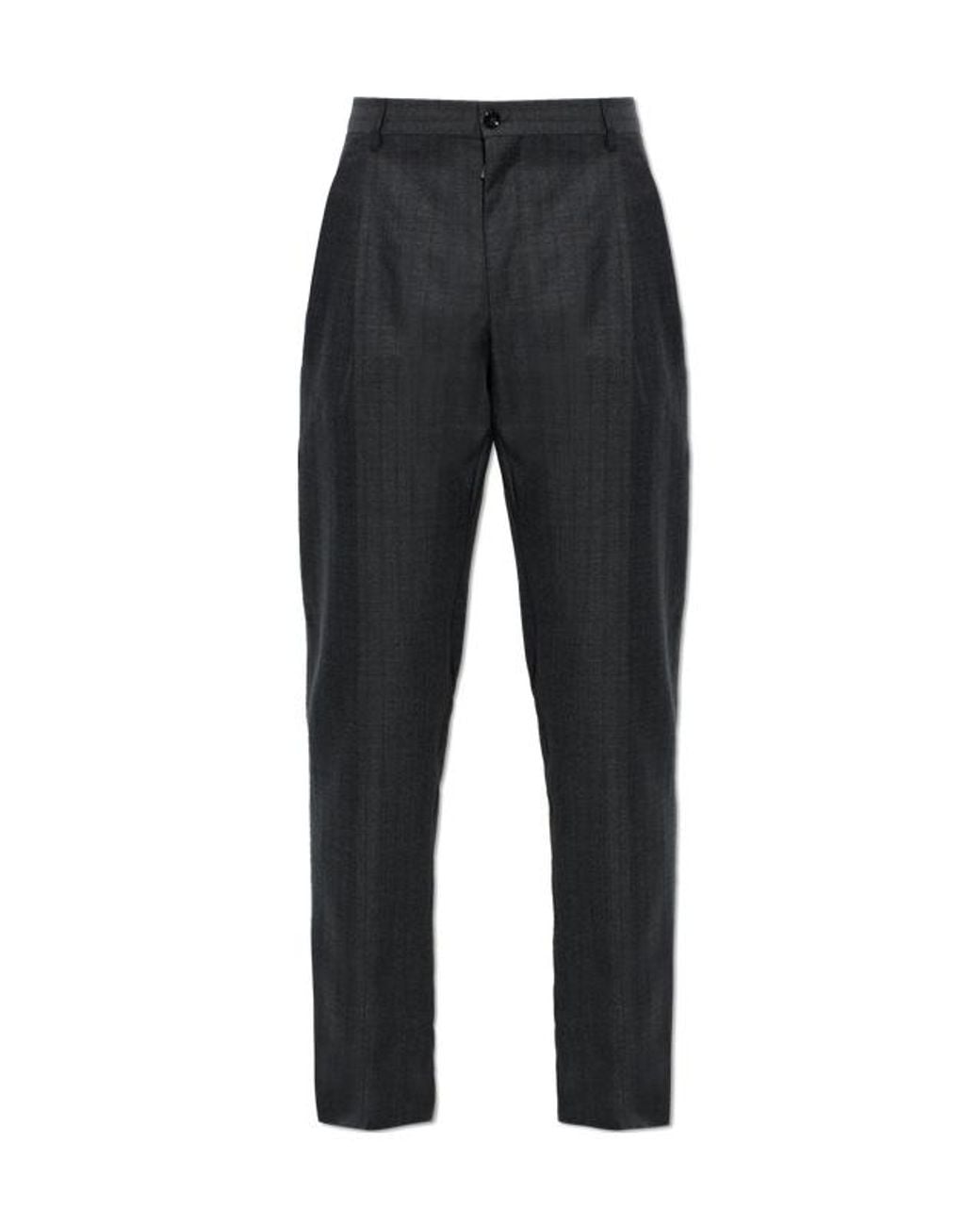 Dolce & Gabbana Black Pleated Trousers for men
