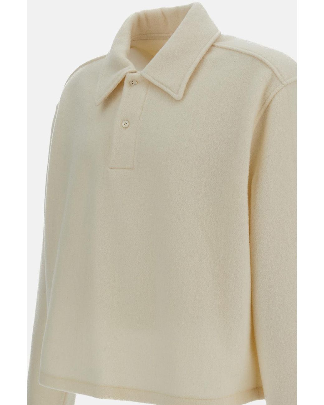 Rier Natural Button Detailed Long-Sleeved Polo Shirt for men