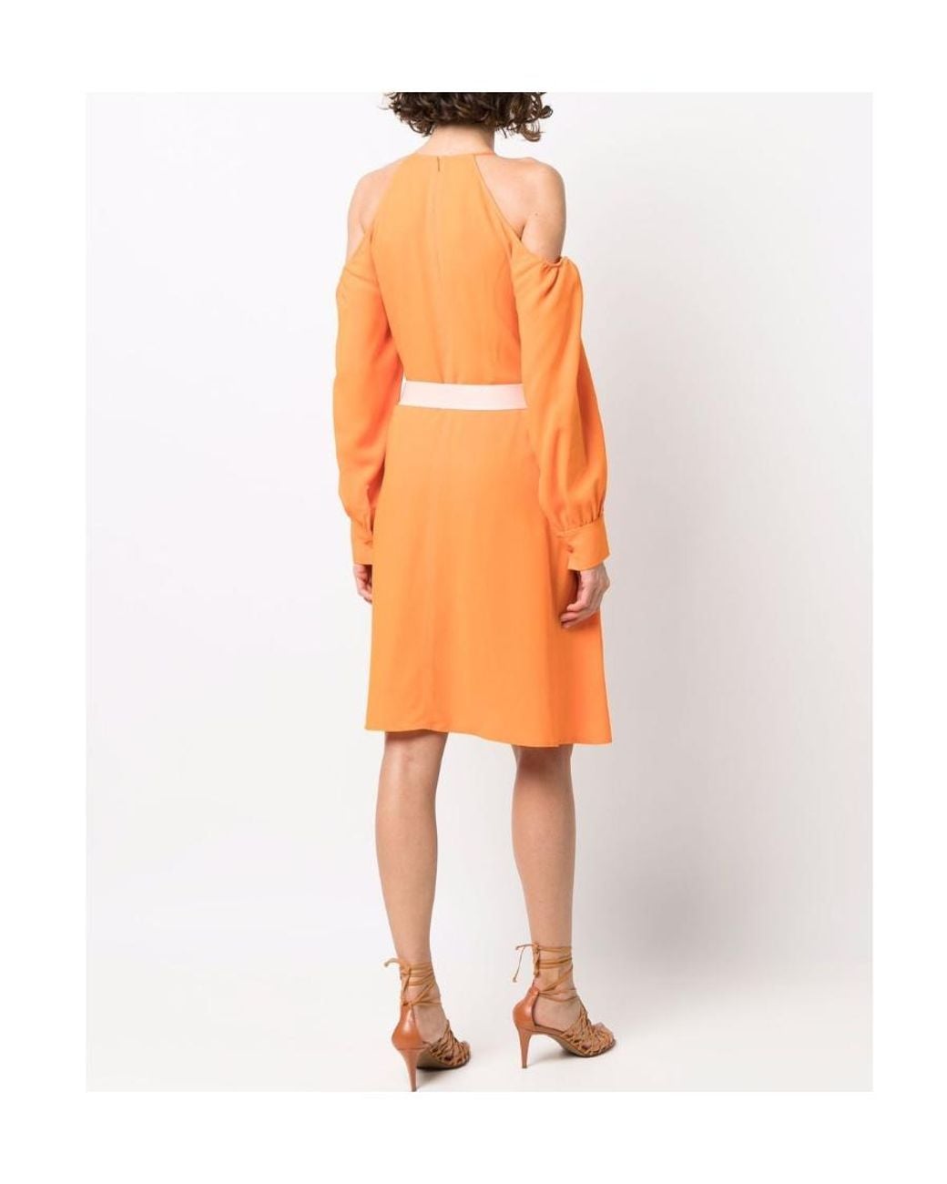 Stella McCartney Orange Off-Shoulder Midi Dress
