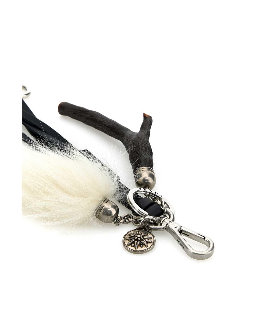 Prada White Logo-Engraved Keyring