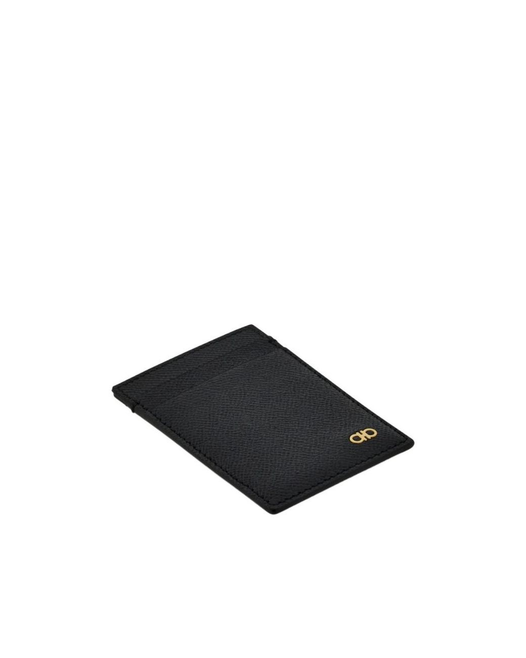 Ferragamo Black Ferragamo Logo Money Clip Cardholder Wallet for men