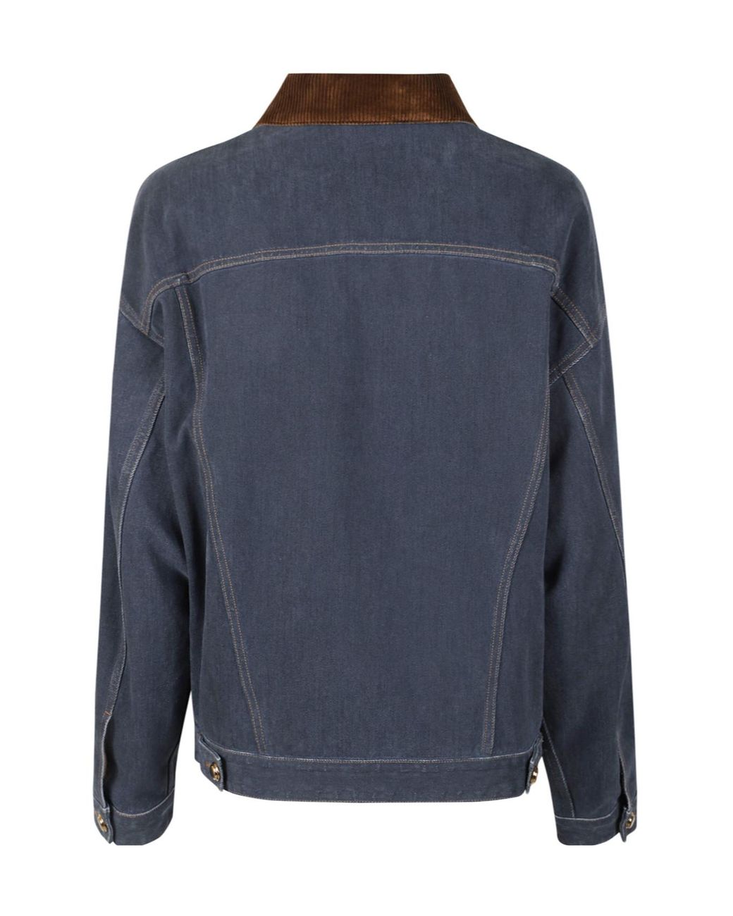 Miu Miu Blue Flocked Denim And Velvet Blouson Jacket