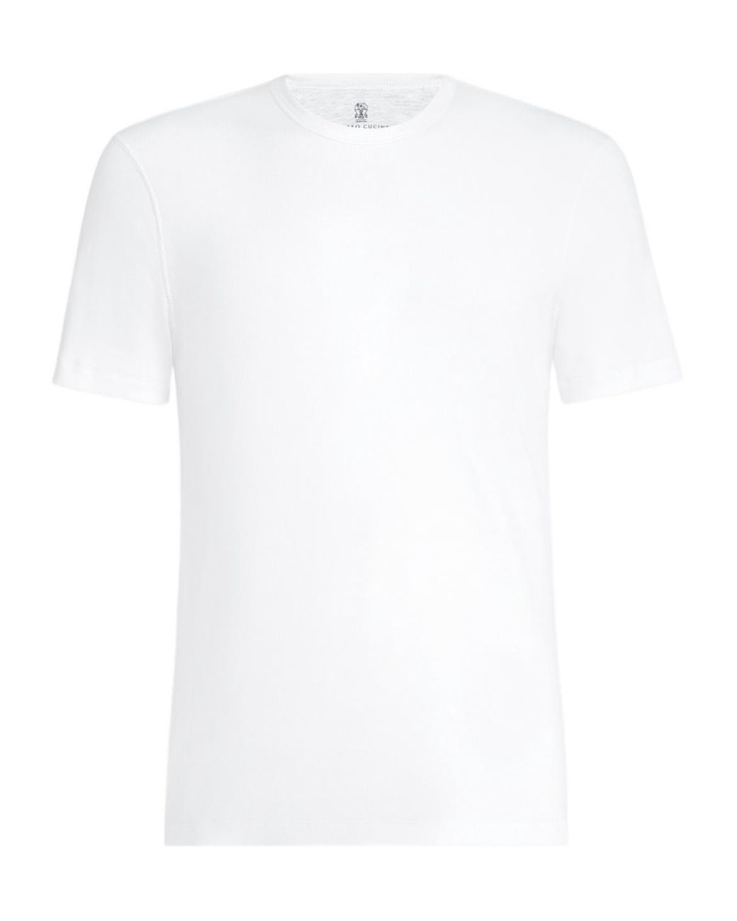 Brunello Cucinelli White Stretch Cotton And Modal Ribbed Jersey Crew Neck T-Shirt for men
