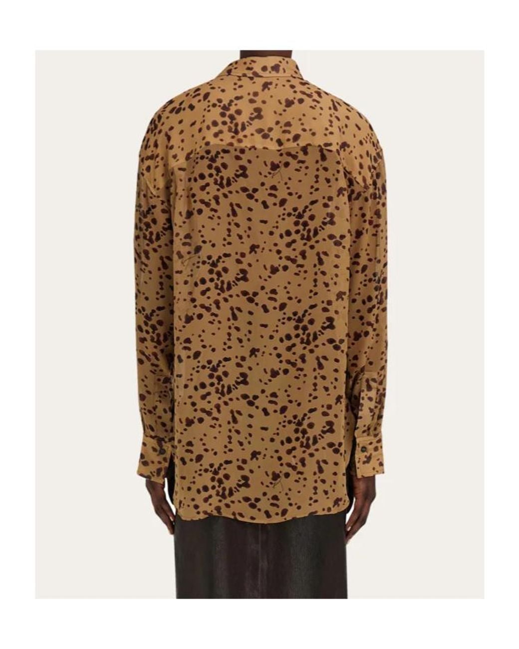 Ferragamo Brown Georgette Shirt With Orchid Print