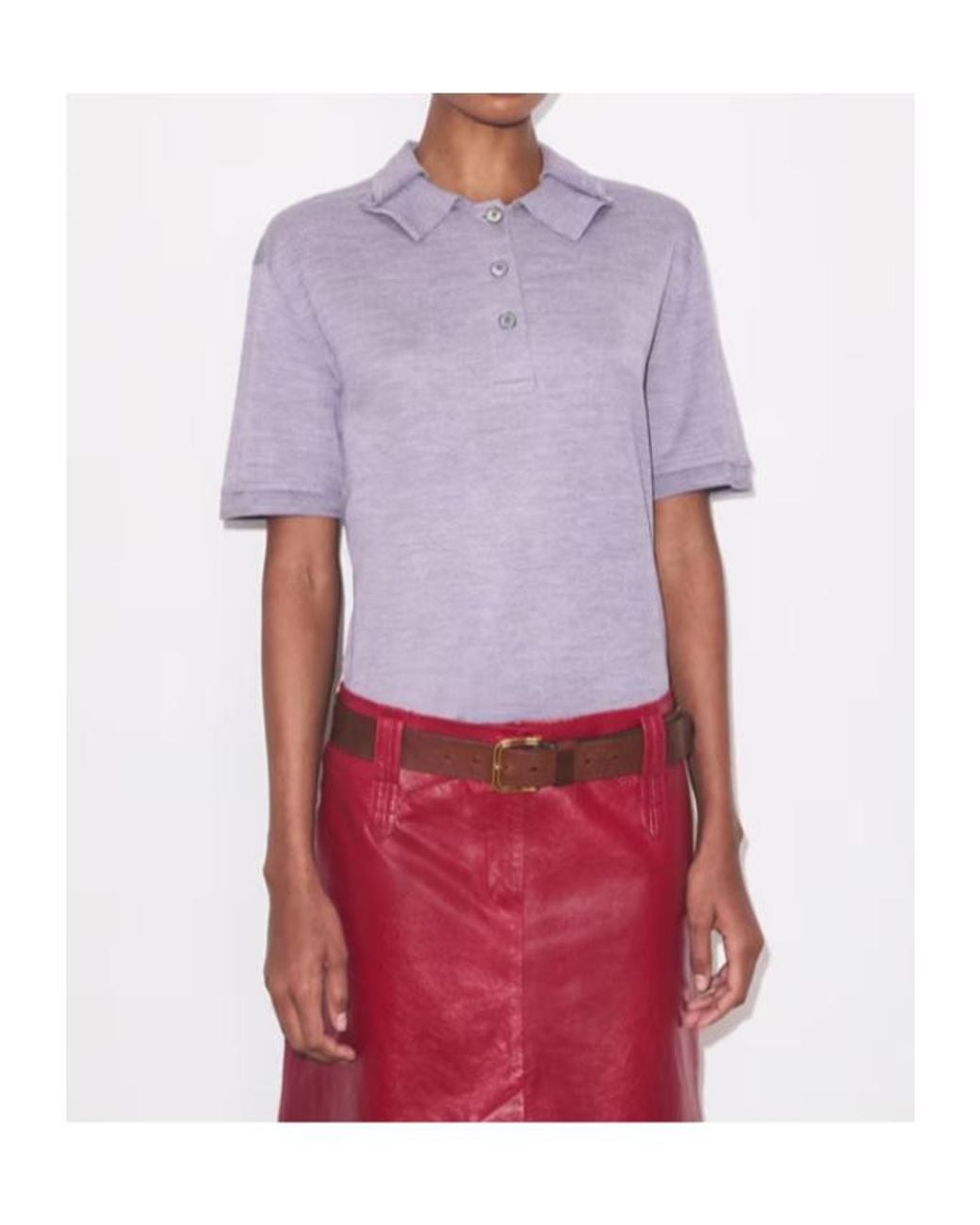 Tory Burch Purple Oversized Silk Polo Shirt