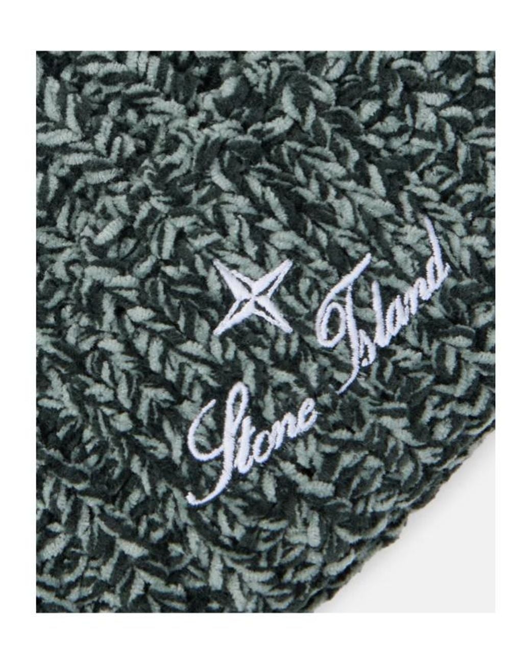 Stone Island Green Beanie With Archival Script Logo Embroidery for men
