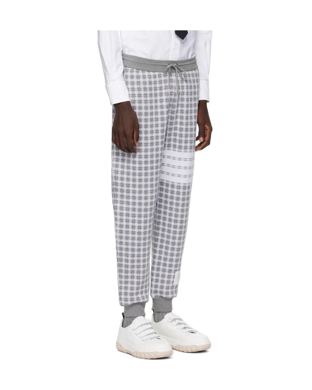 Thom Browne Black Check Jacquard 4-Bar Sweatpants for men