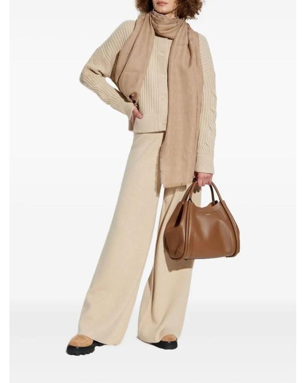 Max Mara White Afelio High Neck Button-Up Cardigan
