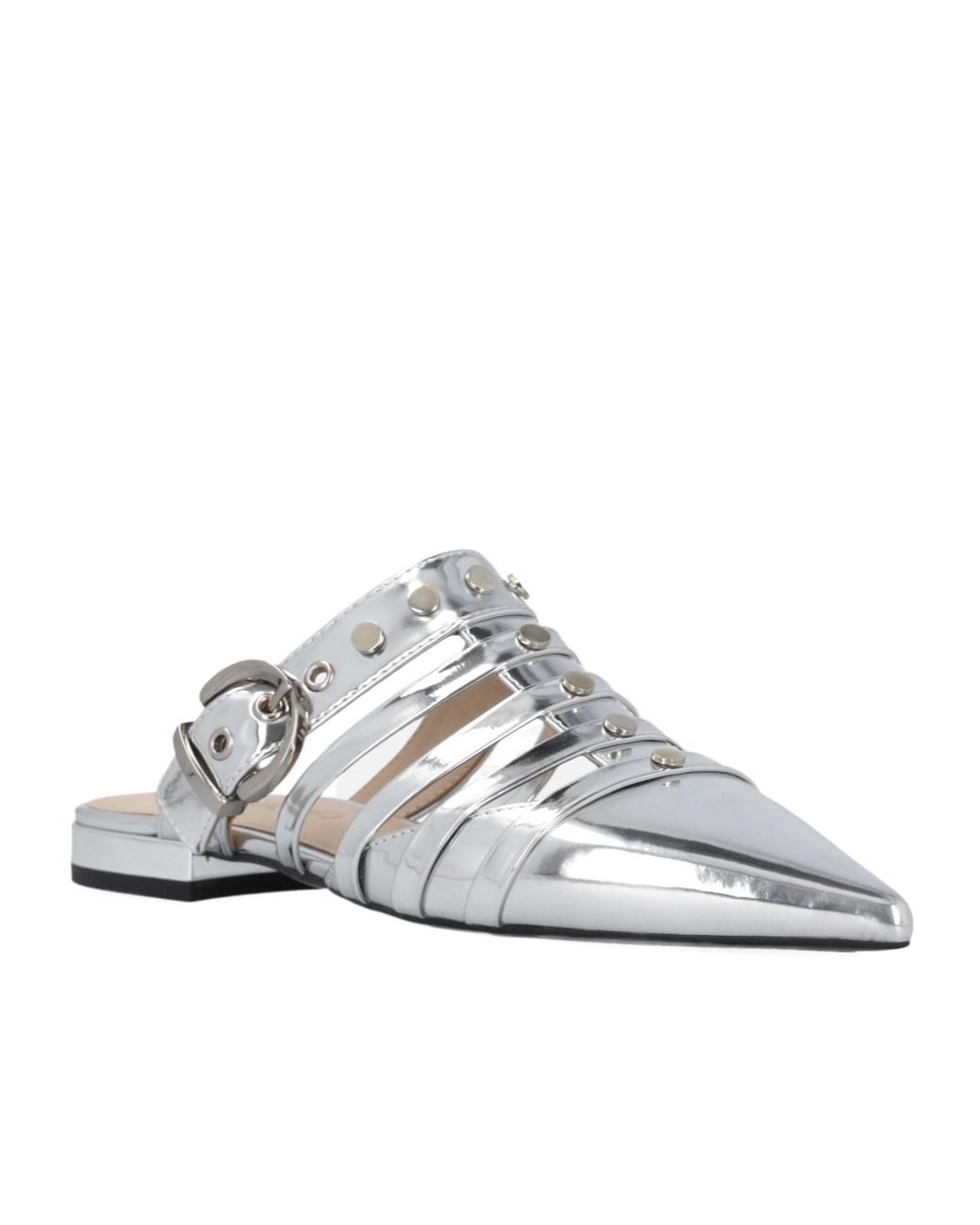 Pinko White Leather Mules