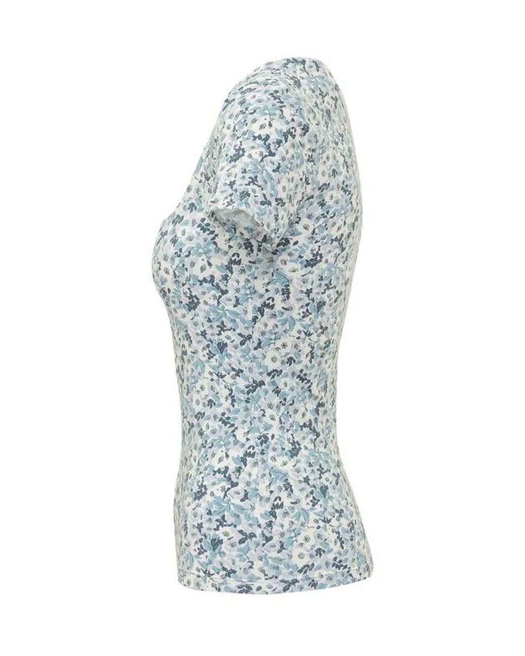 Ralph Lauren Blue Lauren Floral Short-Sleeve Knitted Top
