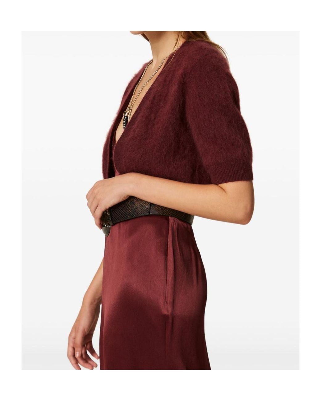 Twinset Red Nolero Jacket Made Of Brushed Wool-Blend