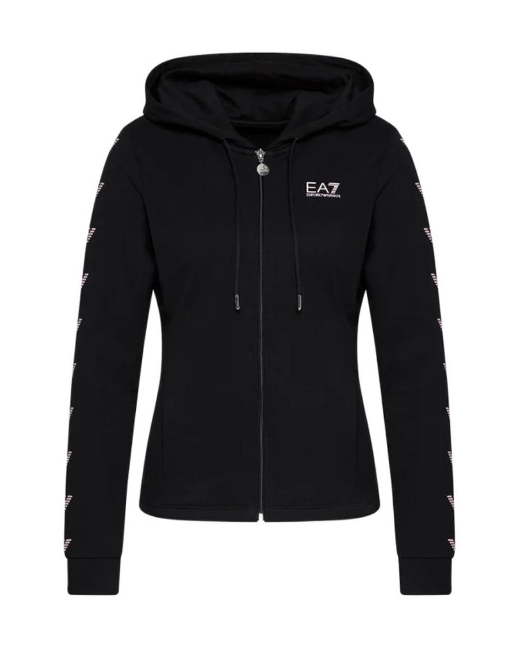 EA7 Black Logo Hooded Casual Coat