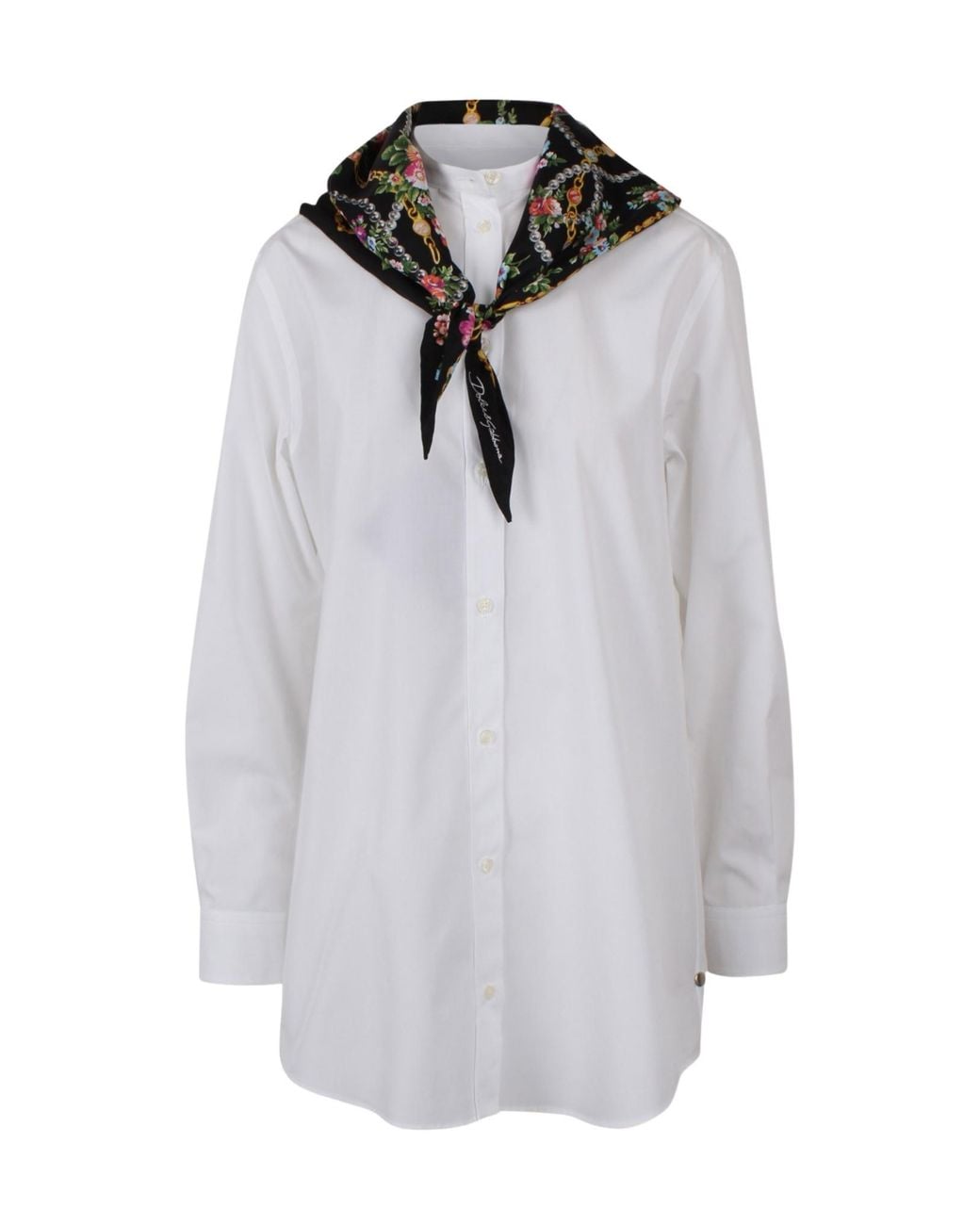 Dolce & Gabbana Gray Scarf Detailed Poplin Shirt