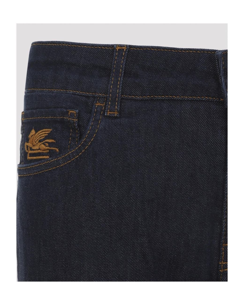 Etro Blue Five-Pocket Jeans With Embroidered Logo for men