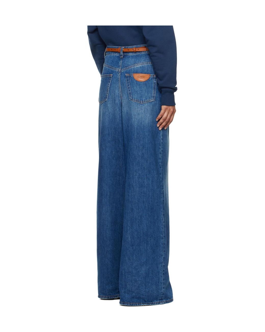 Chloé Blue Chloé Logo Patch Wide-Leg Jeans