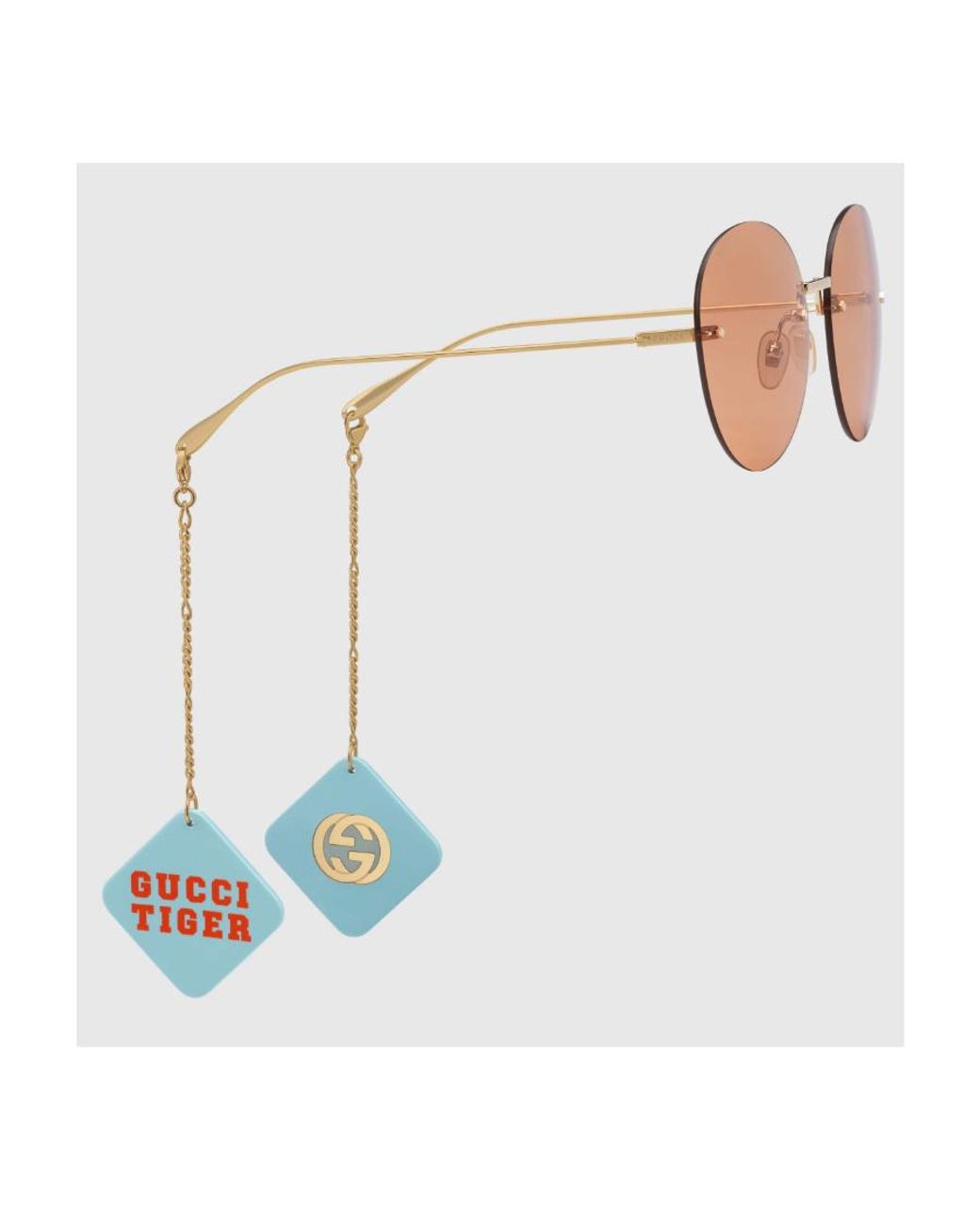 Gucci Pink Eyewear Round Frame Logo Pendant Sunglasses