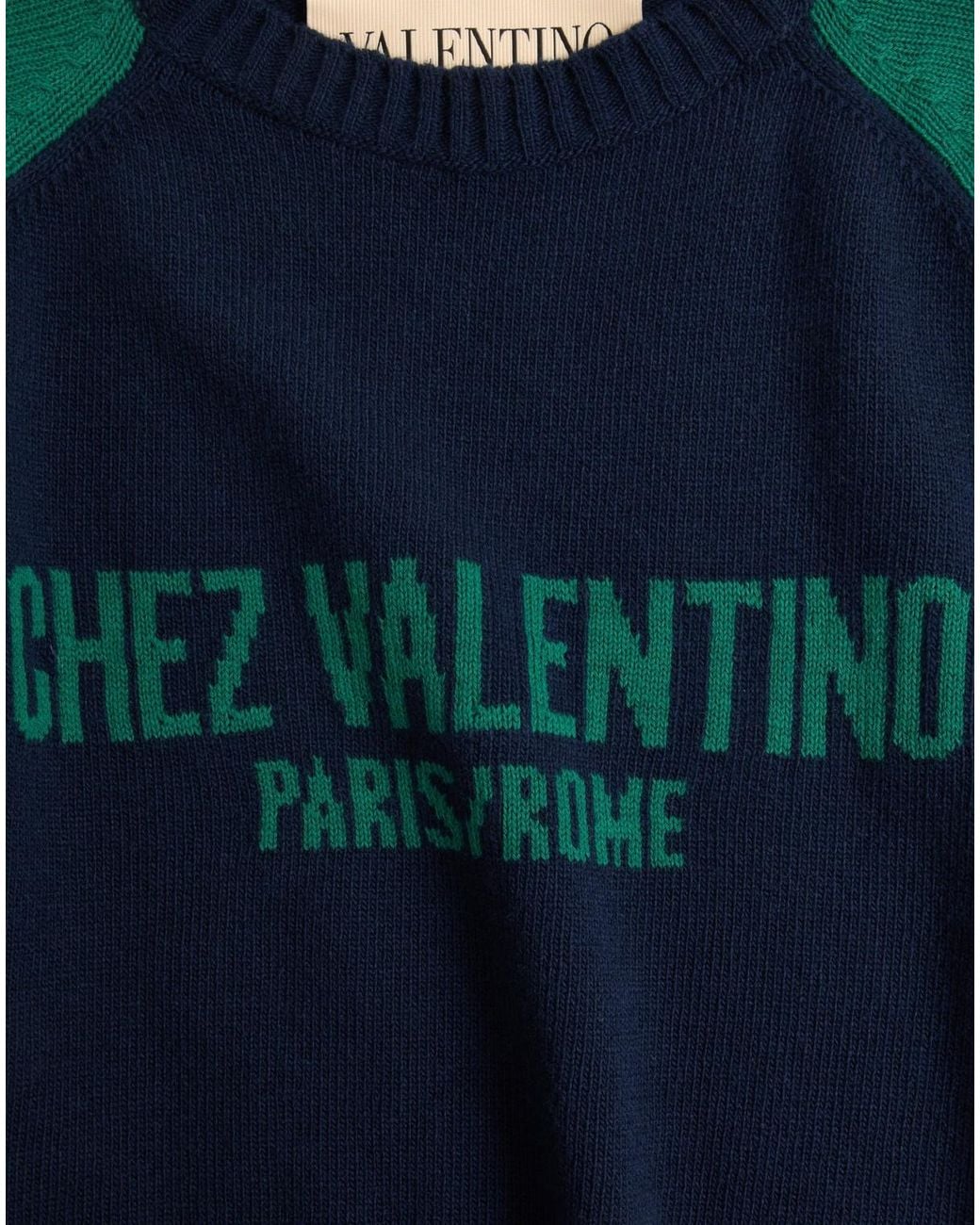 Valentino Blue Chez Logo Intarsia Crewneck Jumper for men