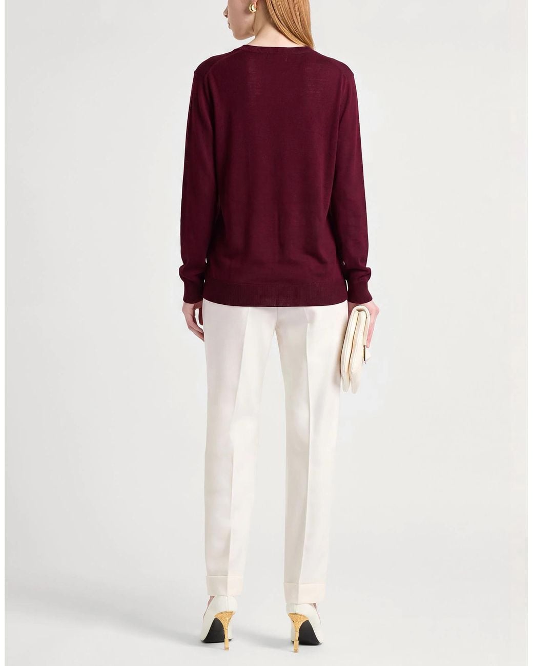 Saint Laurent Red Solid-Color Lightweight Knitwear