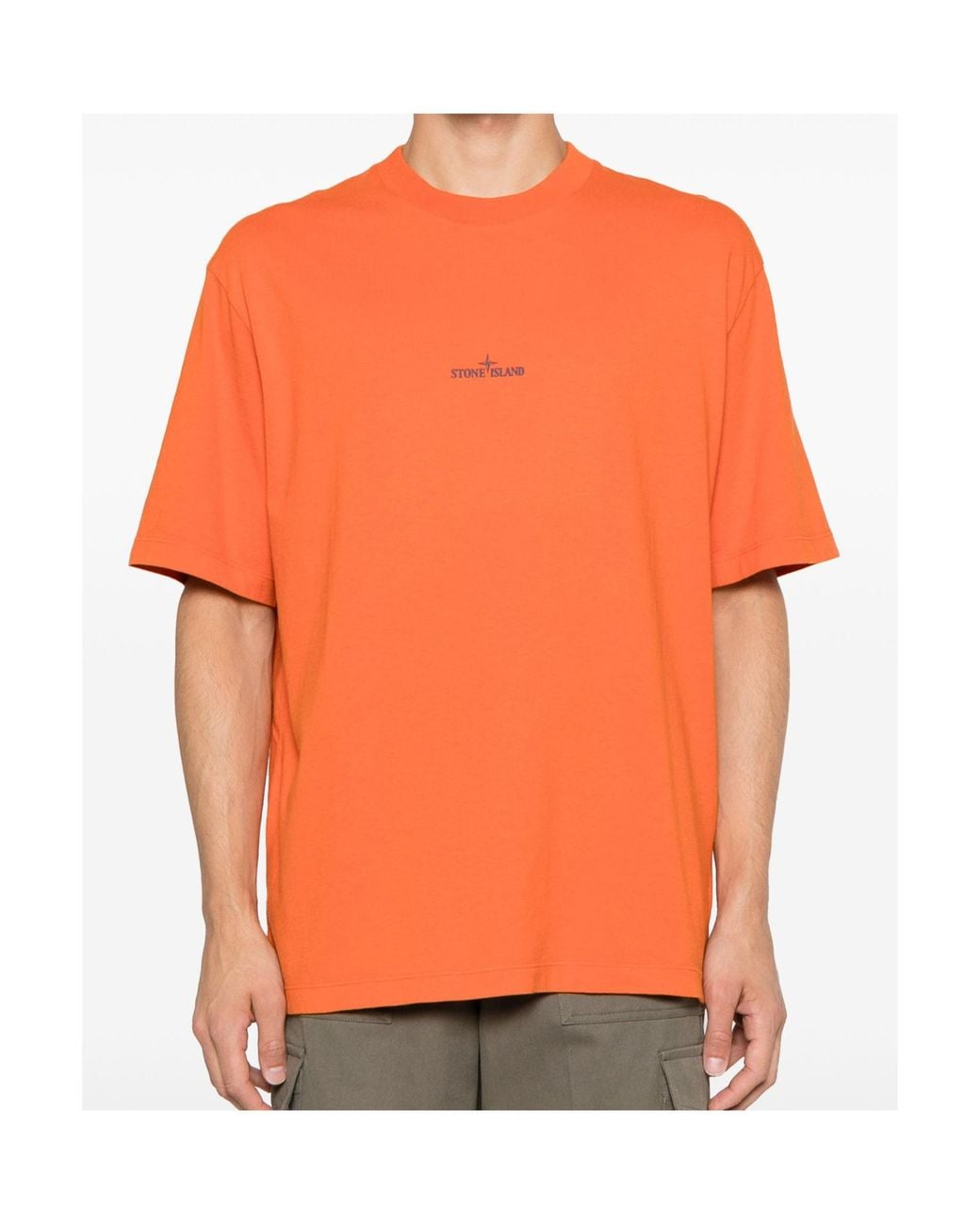 Stone Island Orange Short-Sleeved T-Shirt for men