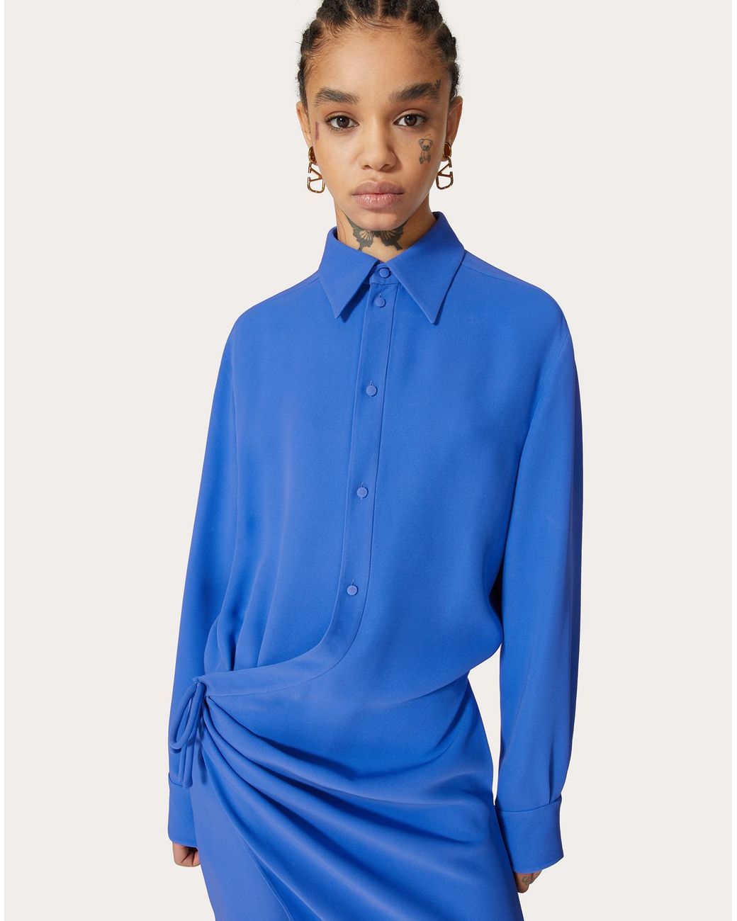 Valentino Blue Cady Couture Shirt Dress