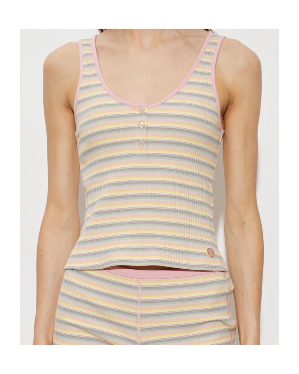 Amiri Natural Striped Ribbed Tank Top
