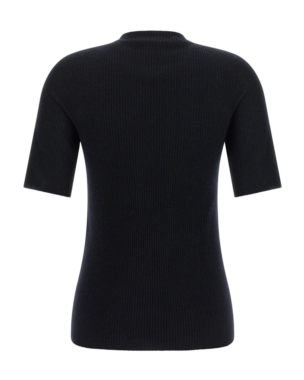 Fabiana Filippi Black Ribbed Short-Sleeve Knitted Top