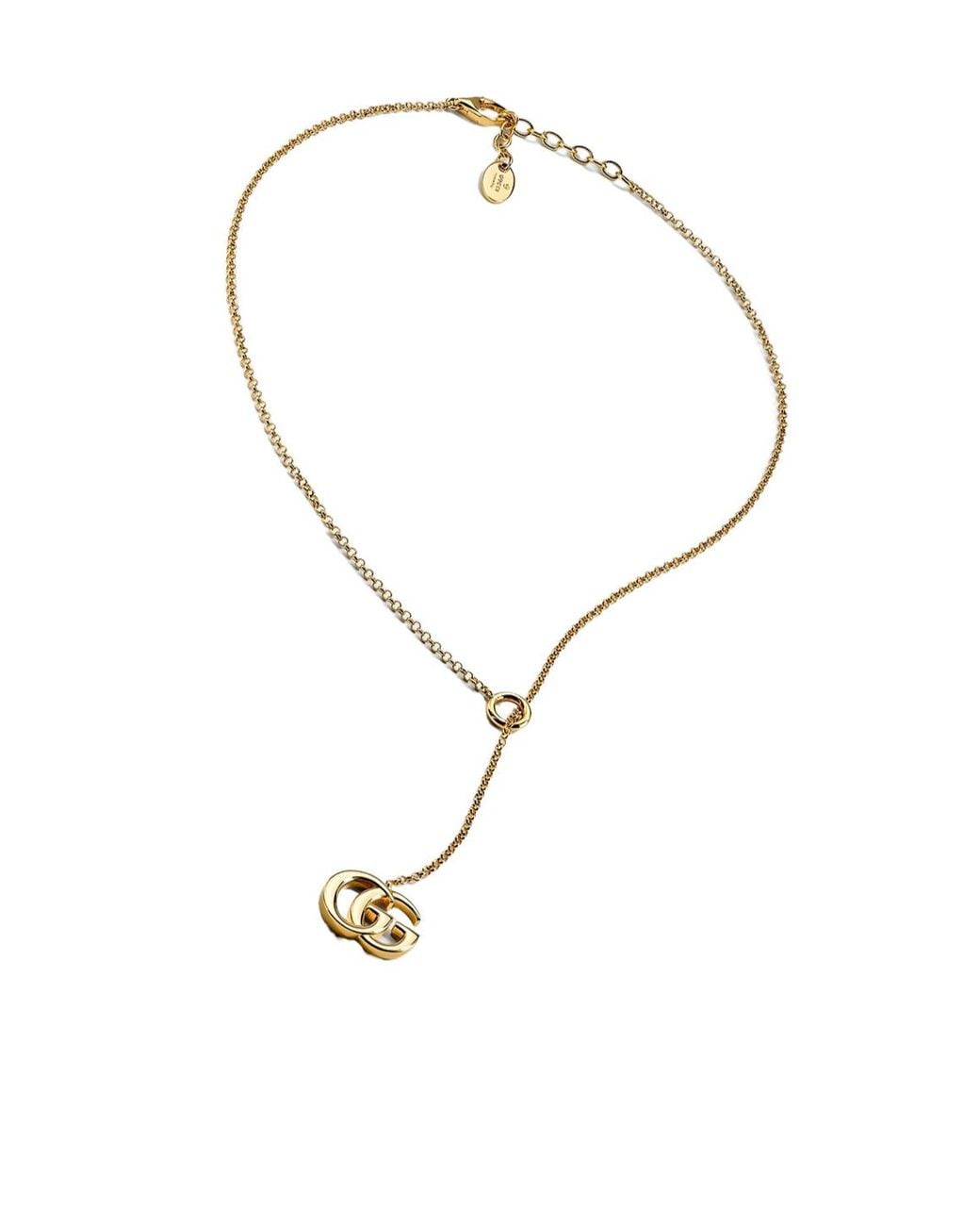 Gucci Metallic Gg Marmont Lariat Necklace