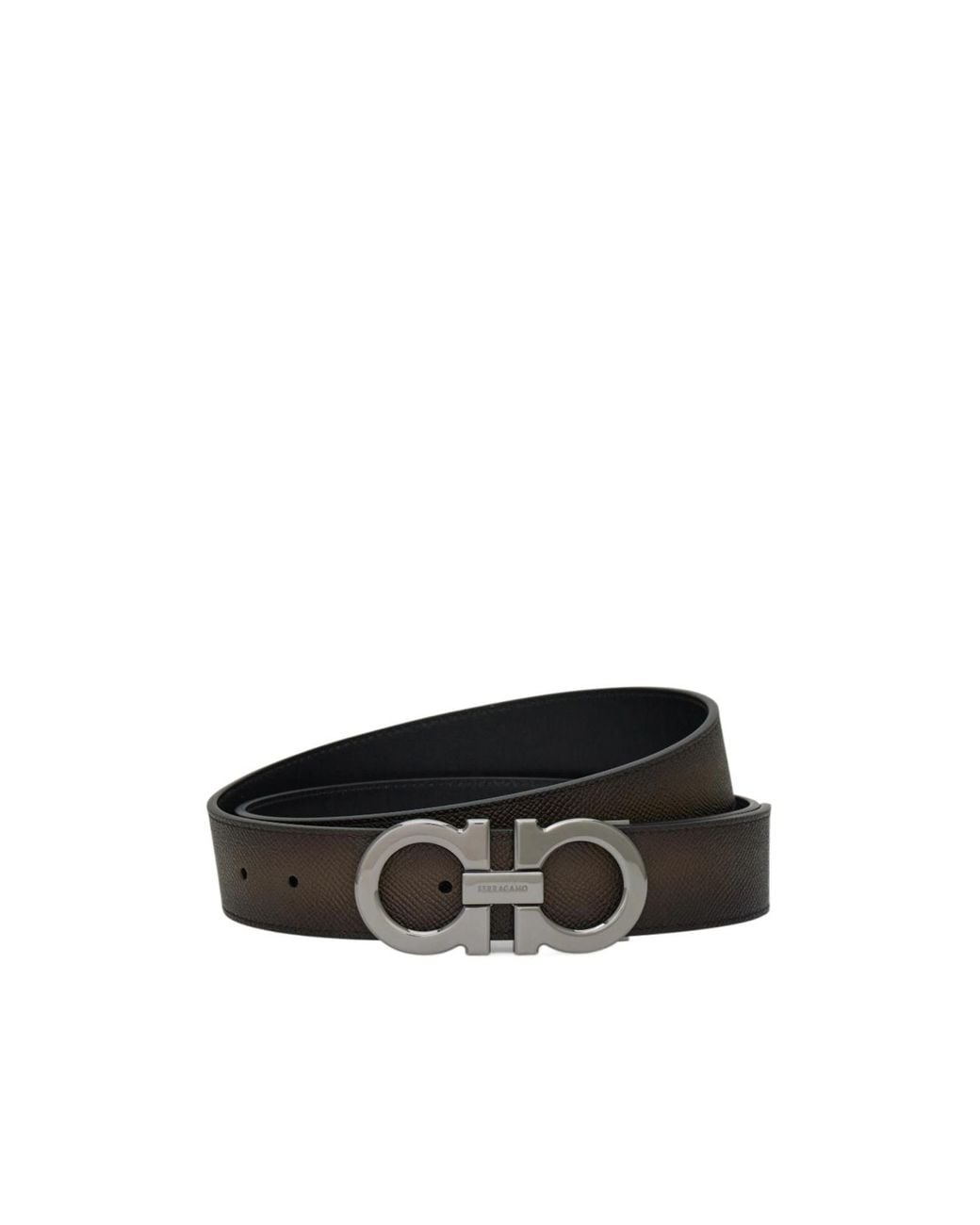 Ferragamo White Ferragamo Gancini Buckle Reversible Belt for men