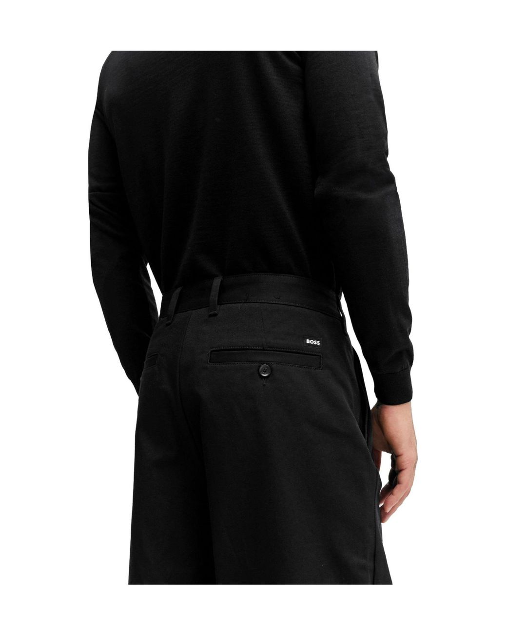 Boss Black Pleated Wideleg Trousers for men
