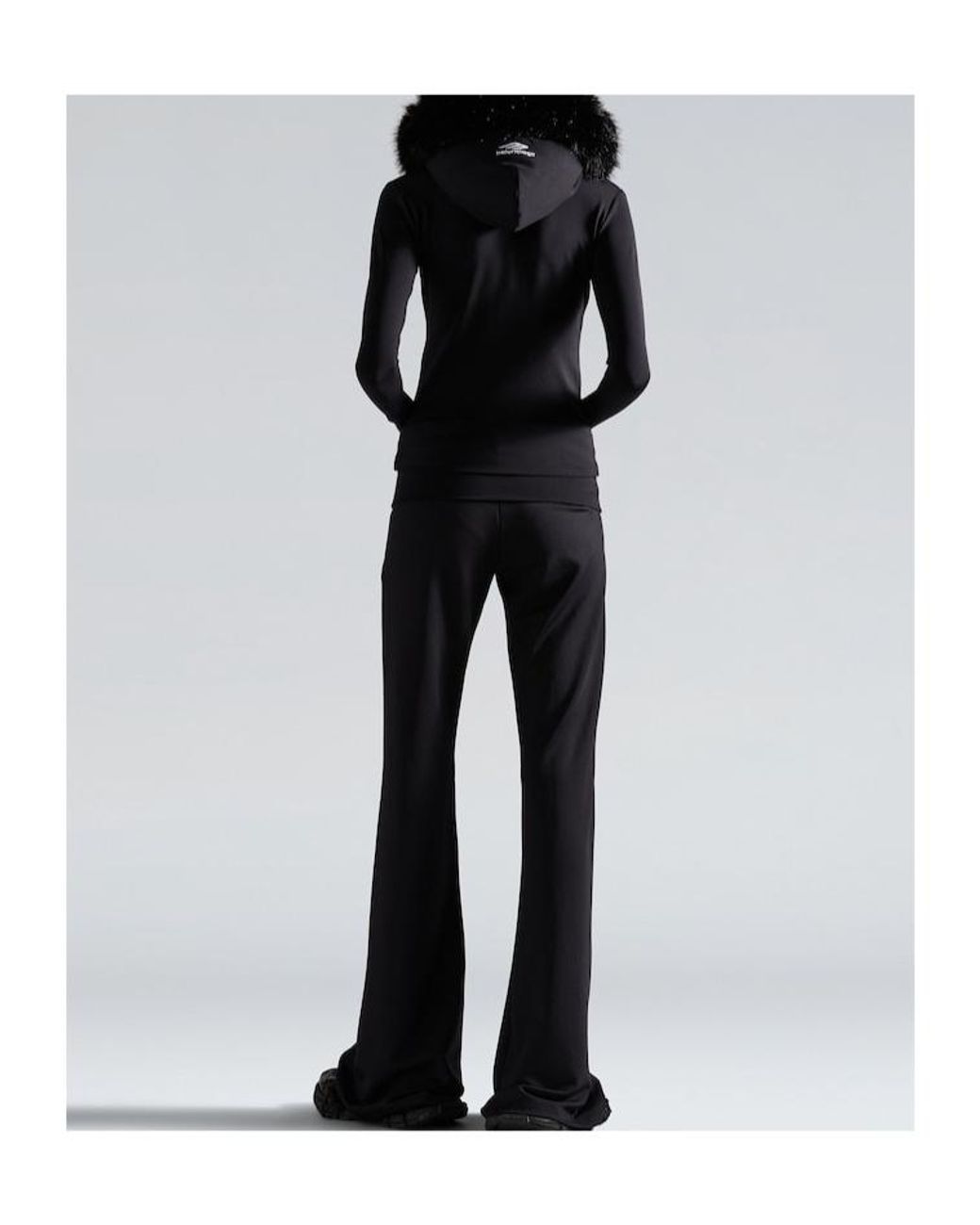 Balenciaga Black Fluffy Zip-Up Hooded Jacket