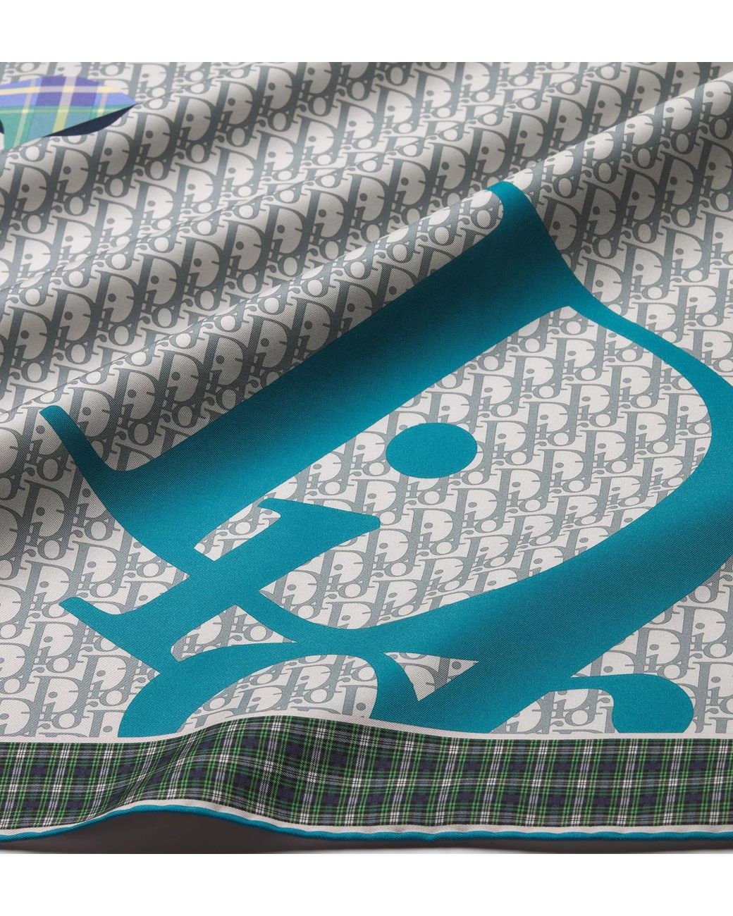 Dior Blue Infini Tartan90 Square Scarf